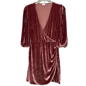 🌹 Wilfred Aritzia Burgundy Velvet Wrap Dress | Size 4